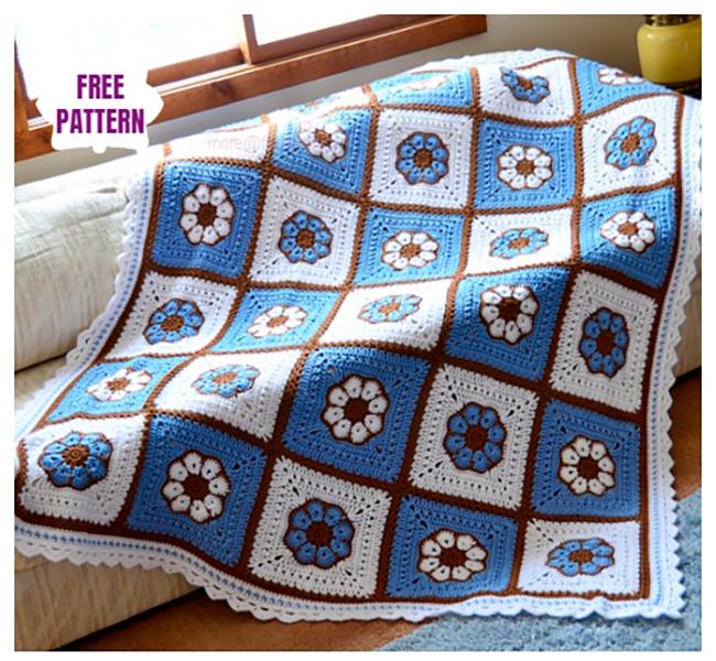 African Flower with 8 Petals Free Patterns