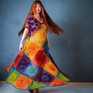 Colorful Crochet Dress With Diagrams