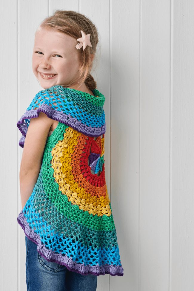 Crochet Rainbow Mandala Waistcoat