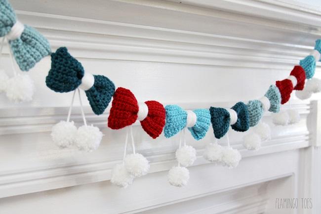 Pom Poms and Bows Crochet Garland Free Pattern 2020