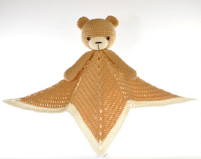 crochet teddy bear security blanket