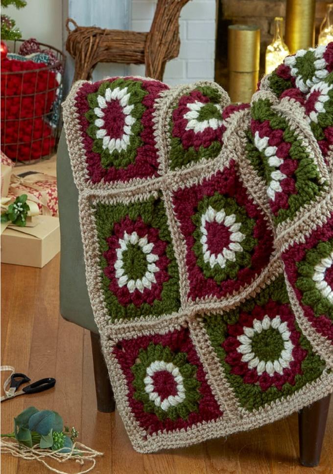 Crochet Yuletide Motif Throw Free Pattern