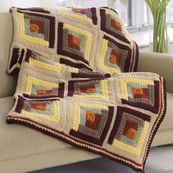 Crochet Autumn Log Cabin Throw Pattern Free